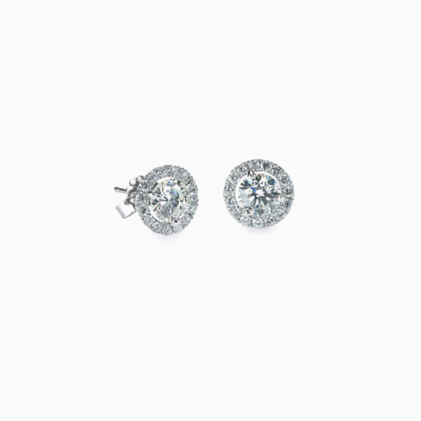 Halo diamond stud earrings - Image 2