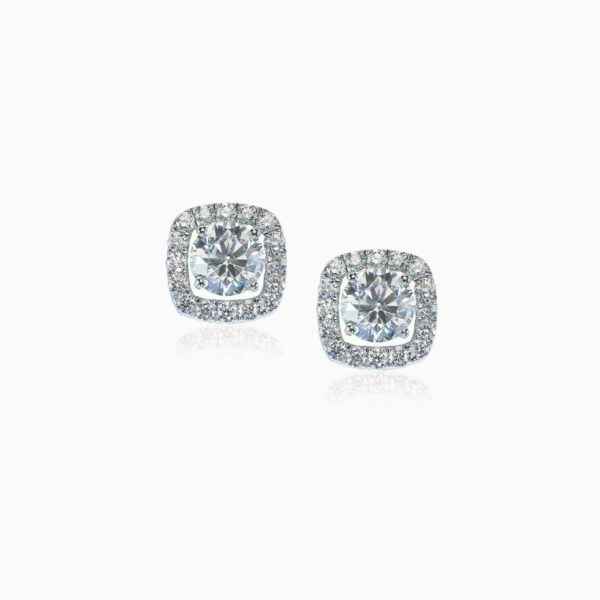 Diamond square stud earrings - Image 3