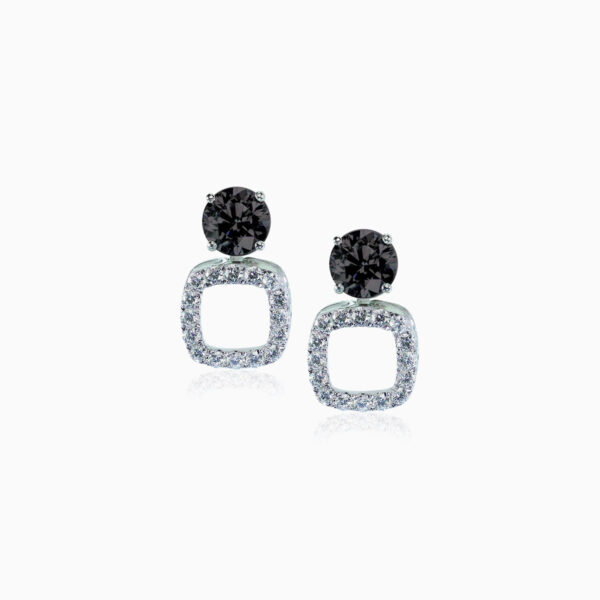 Diamond drop square earrings - Image 2