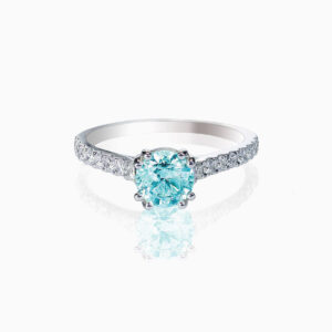 Blue diamond bridal ring