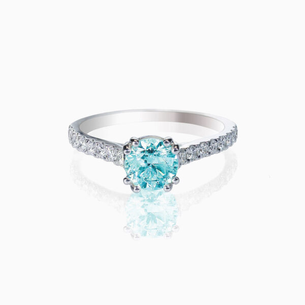 Blue diamond bridal ring