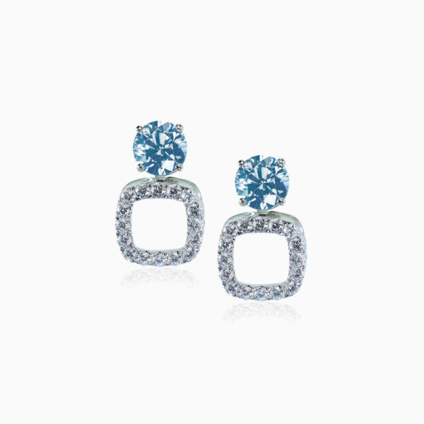 Diamond drop square earrings - Image 4