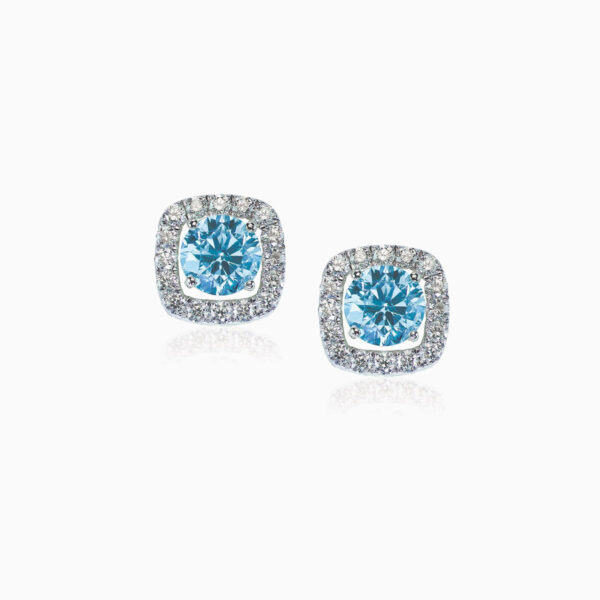 Diamond square stud earrings - Image 2