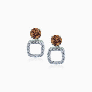 Diamond drop square earrings