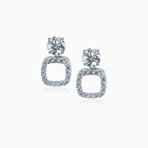 Diamond drop square earrings - Image 3