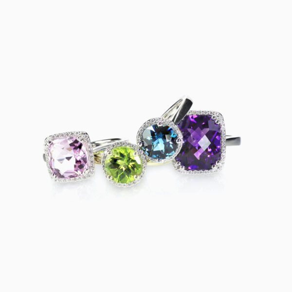 Multi colored gemstone ring