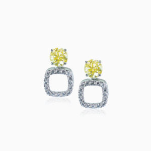 Diamond pair square earrings