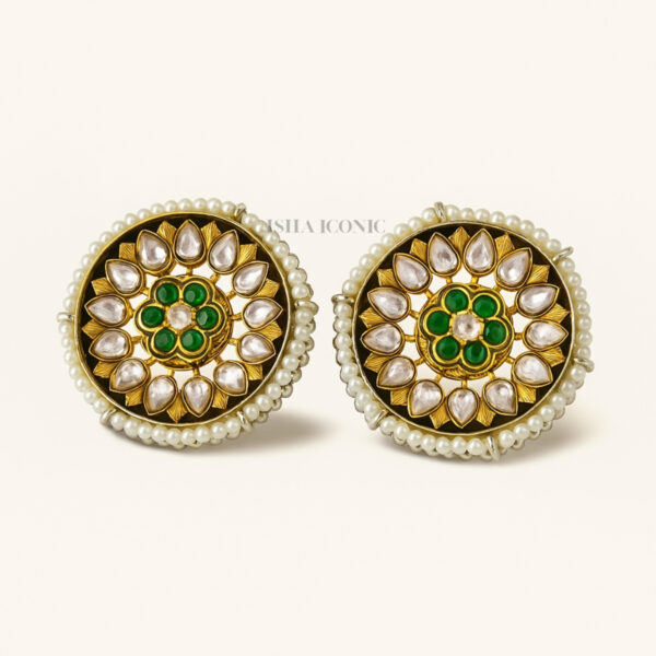 Royal Kundan & Pearl Round Stud Earrings