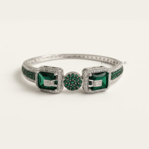 Elegant Green Stone American Diamond Bracelet for Women