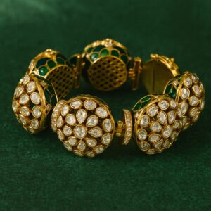 Traditional Kundan Polki Gold-Plated Bangle Bracelet