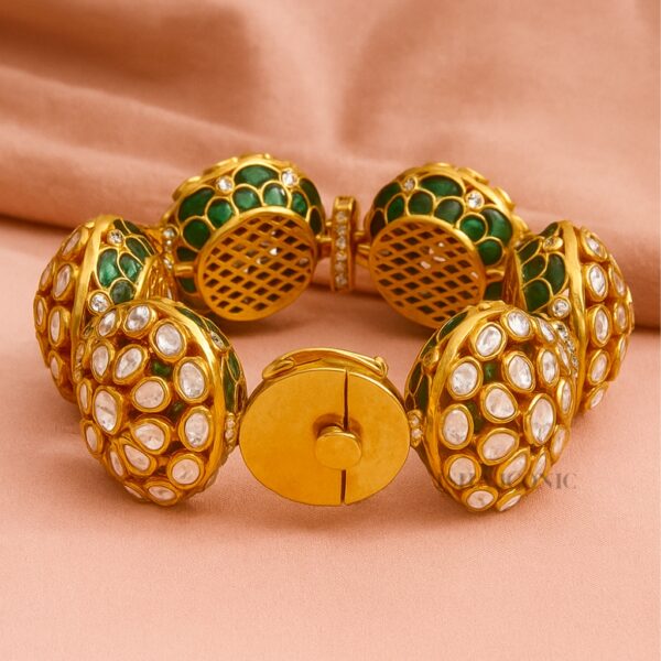 Traditional Kundan Polki Gold-Plated Bangle Bracelet - Image 3