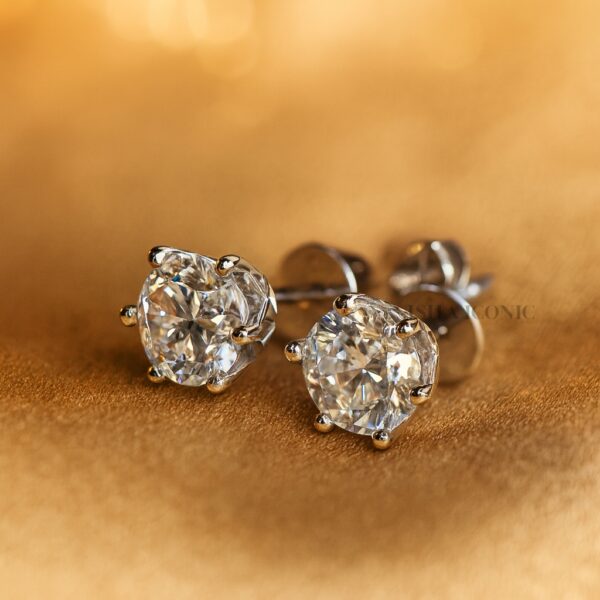 Classic Solitaire Stud Earrings in Sterling Silver - Image 2