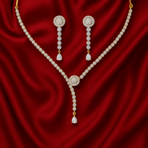 Gold-Plated AD Drop Necklace for Women | Elegant Diamond Look Imitation Jewellery | Party & Bridal Wear