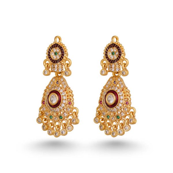 Indian Rajasthani Stylish Golden Earrings Jewellery